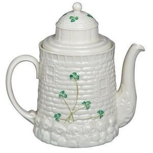 Belleek Parian Shamrock Lighthouse Teapot Made in Ireland